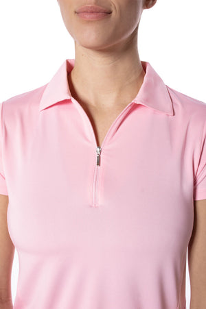 Light Pink Short Sleeve Zip Polo