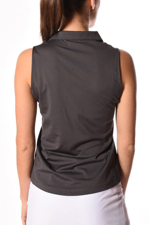Sleeveless womens golf top in charcoal