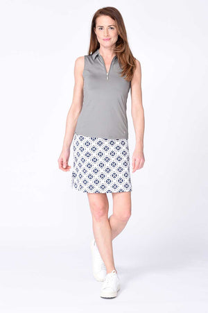 Classic Sleeveless Zip Tech Polo - Grey