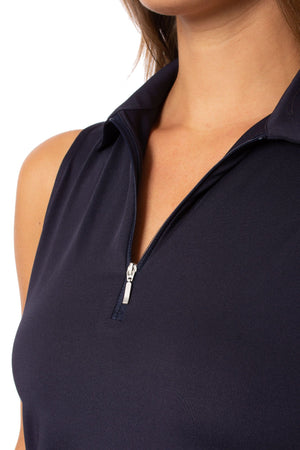 Golftini Womens Navy Sleeveless Golf top with zipper