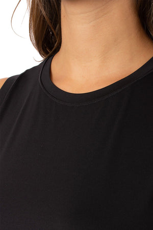 Black detailed trimmed Sleeveless  top