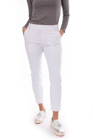 White/Silver Stretch Ankle Pant